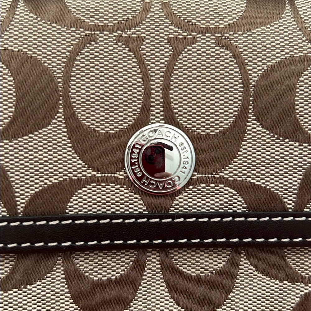 Coach Brown & Cream Signature wallet vintage - Picture 2 of 3